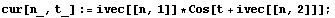 cur[n_, t_] := ivec[[n, 1]] * Cos[t + ivec[[n, 2]]] ;